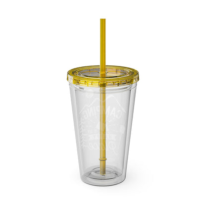 Camping is My Happy Place - Sunsplash Tumbler with Straw, 16oz