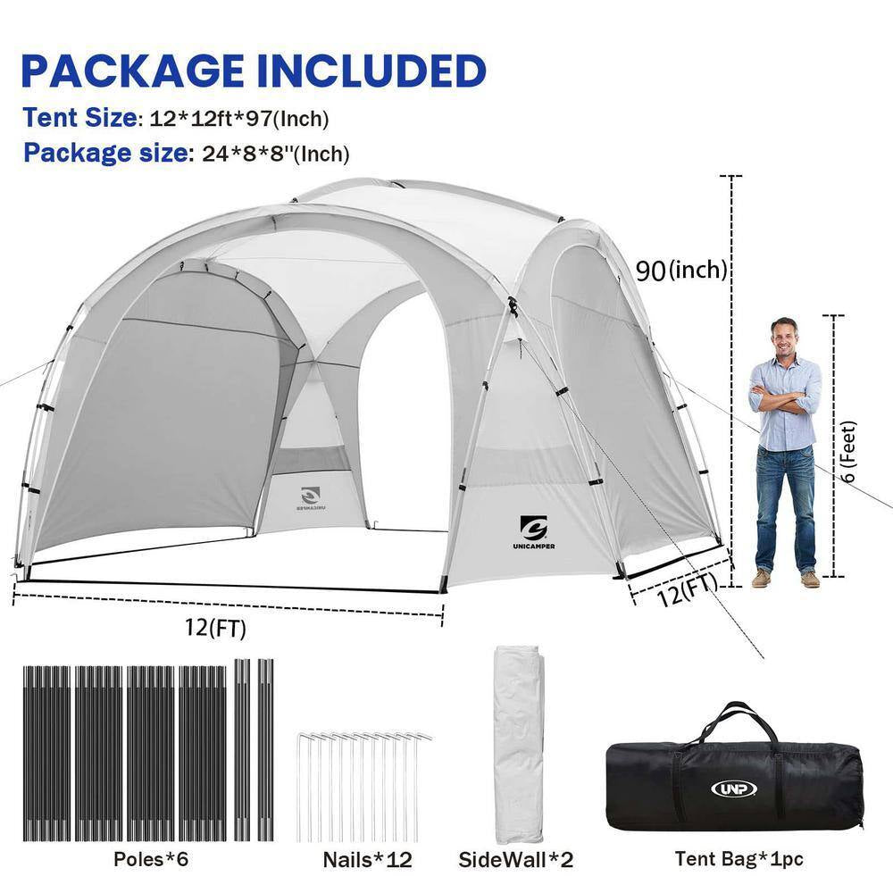 White Large Sun Shelter for 9-12 People UPF50+ Portable Beach Sunshade Tent W/Carry Bag