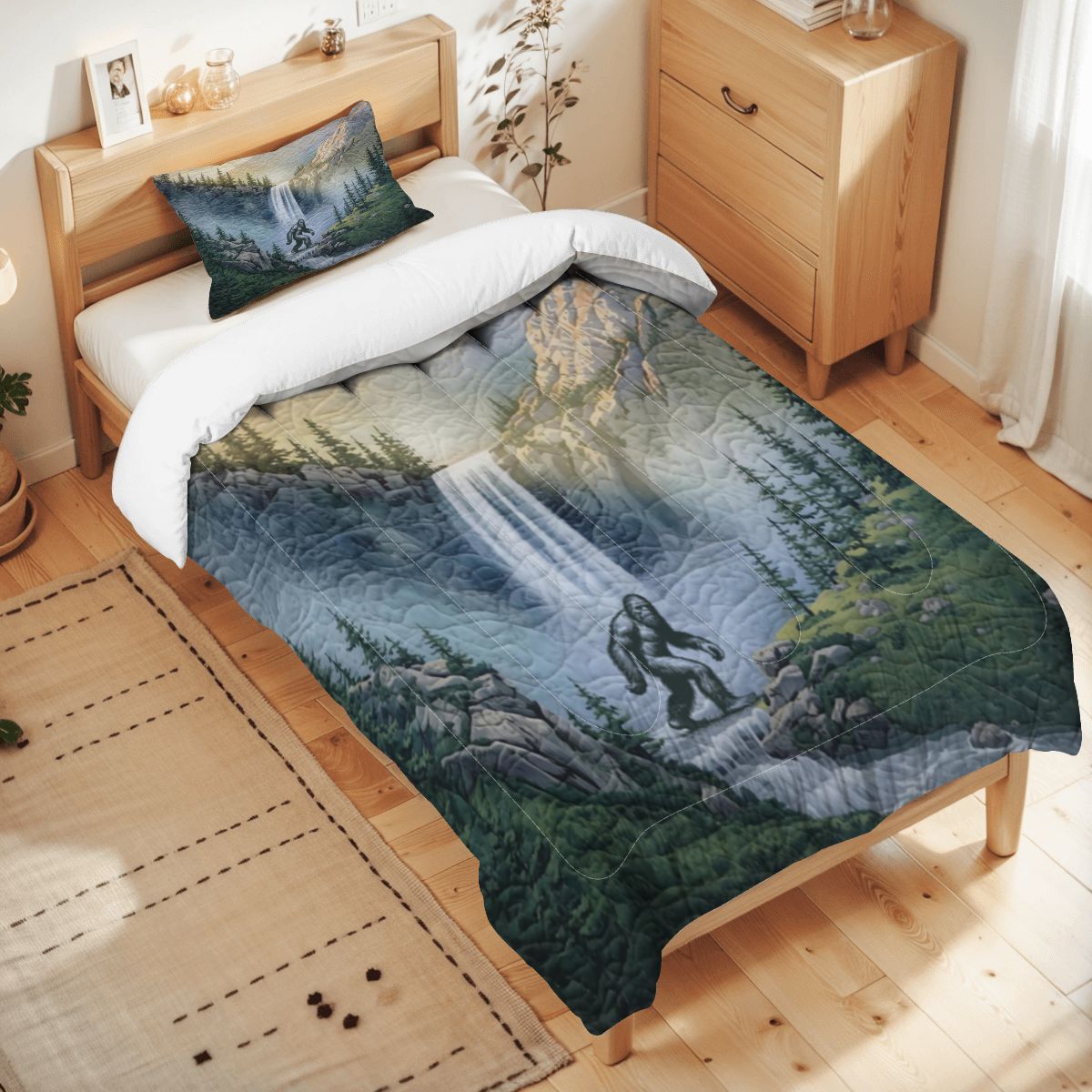 Bigfoot Waterfall Twin Comforter Set Green - 3 PCS Set