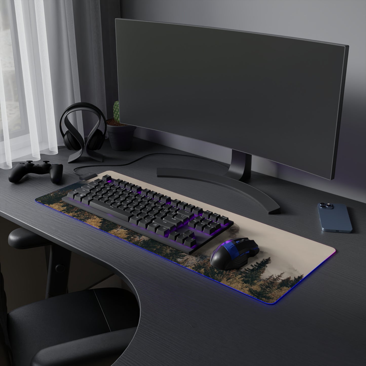 Gaming Mouse Pad - Fog Mountain LED Design