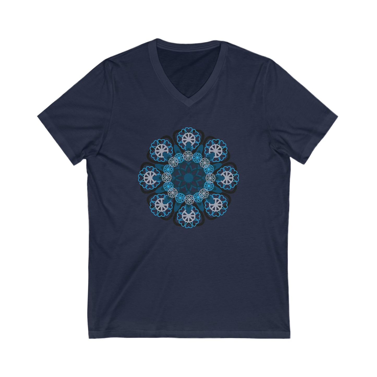 Blue Flower Unisex Jersey Short Sleeve V-Neck Tee