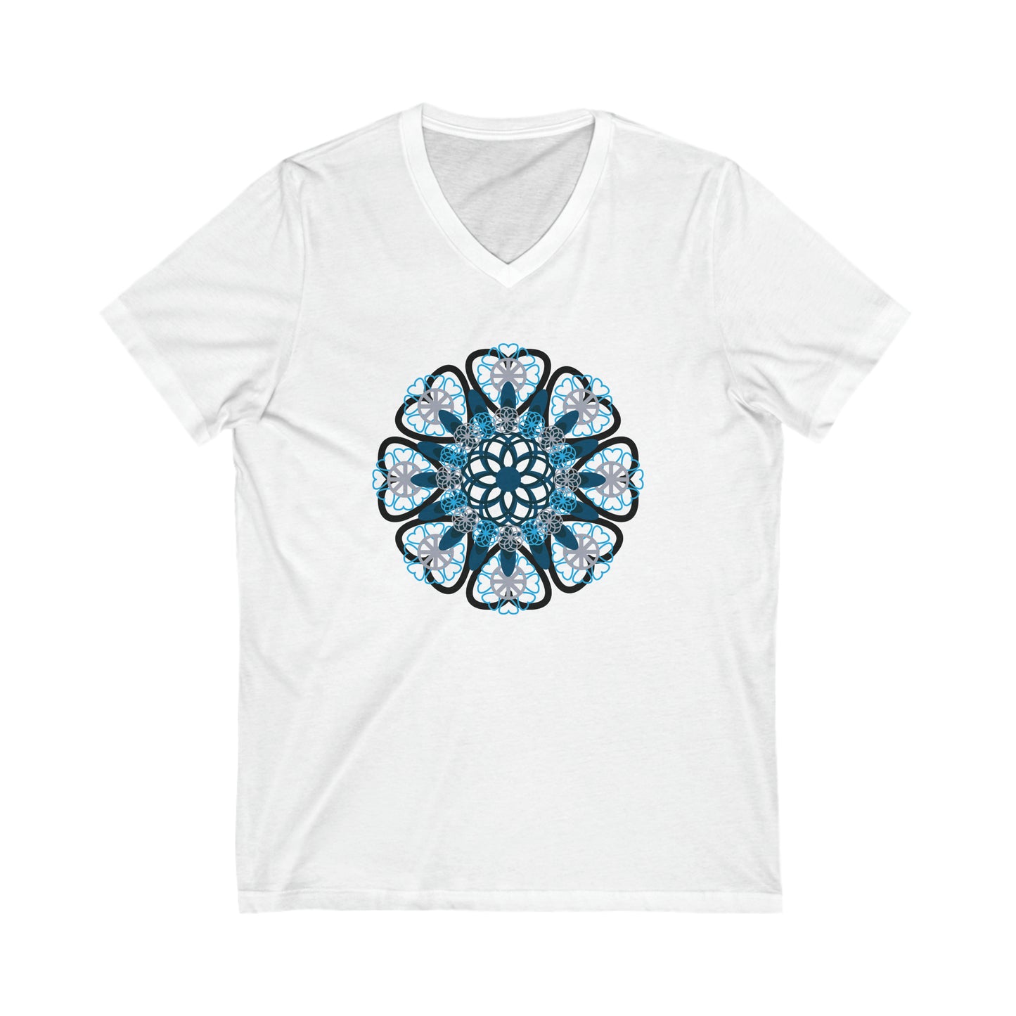 Blue Flower Unisex Jersey Short Sleeve V-Neck Tee