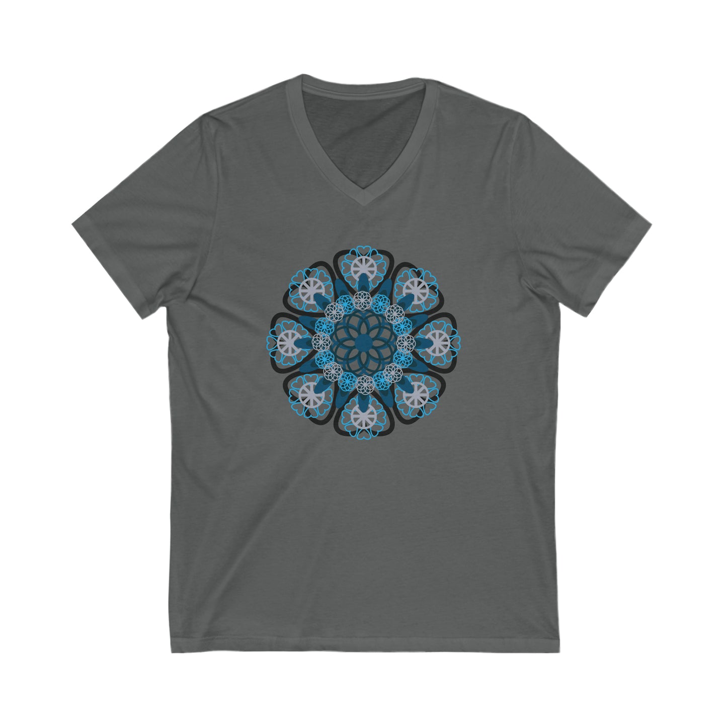 Blue Flower Unisex Jersey Short Sleeve V-Neck Tee