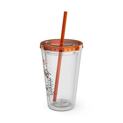 Camping is My Happy Place - Sunsplash Tumbler with Straw, 16oz