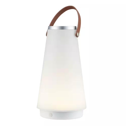 13.75 In. White Indoor/Outdoor Rechargeable Battery Operated LED Lamp with Built-In Wireless Speaker