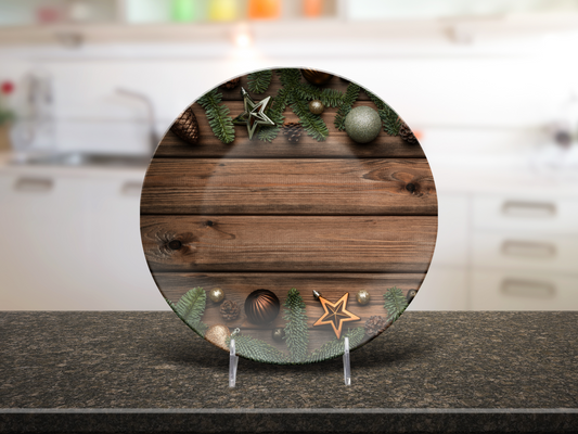 Rustic Garland Christmas Plate