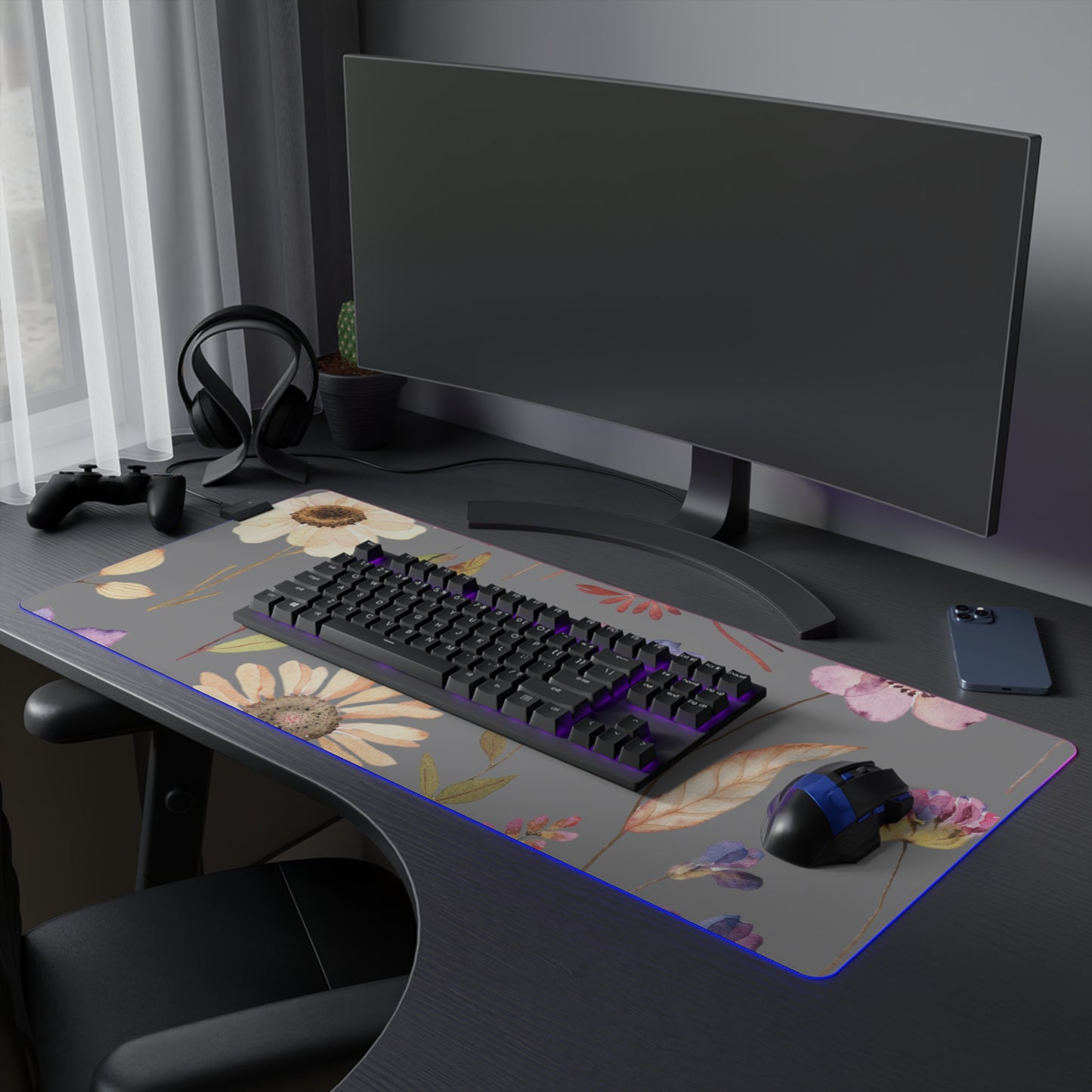 Floral LED Gaming Mouse Pad