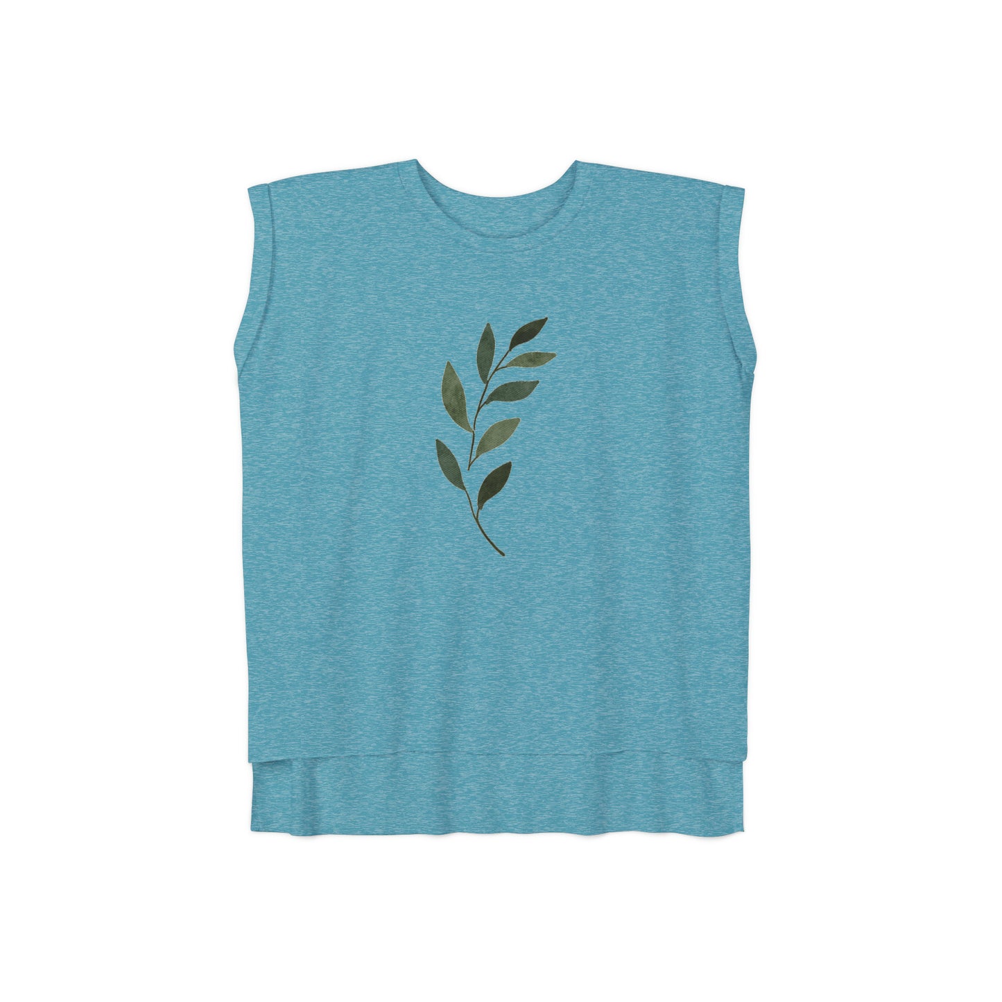 Green Leaf Women’s Flowy Rolled Cuffs Muscle Tee