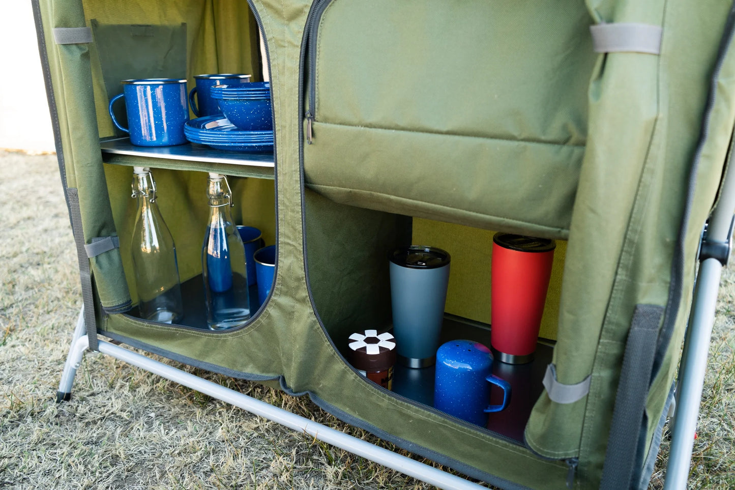 Camping Table, Gray, 34.2"Wx19.6"Dx31.5"H, New