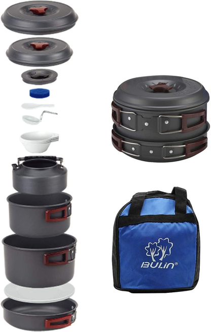 13 / 7 PCS Camping Cookware Pots and Pans, Backpacking Cooking Set Lightweight