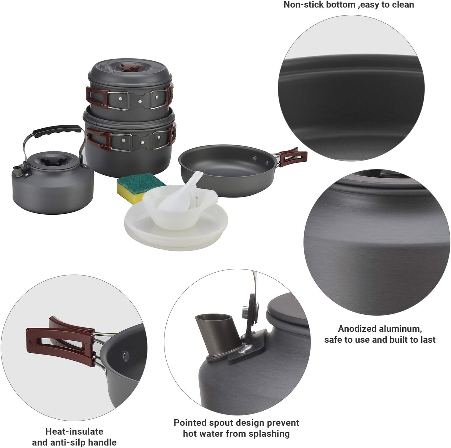 13 / 7 PCS Camping Cookware Pots and Pans, Backpacking Cooking Set Lightweight