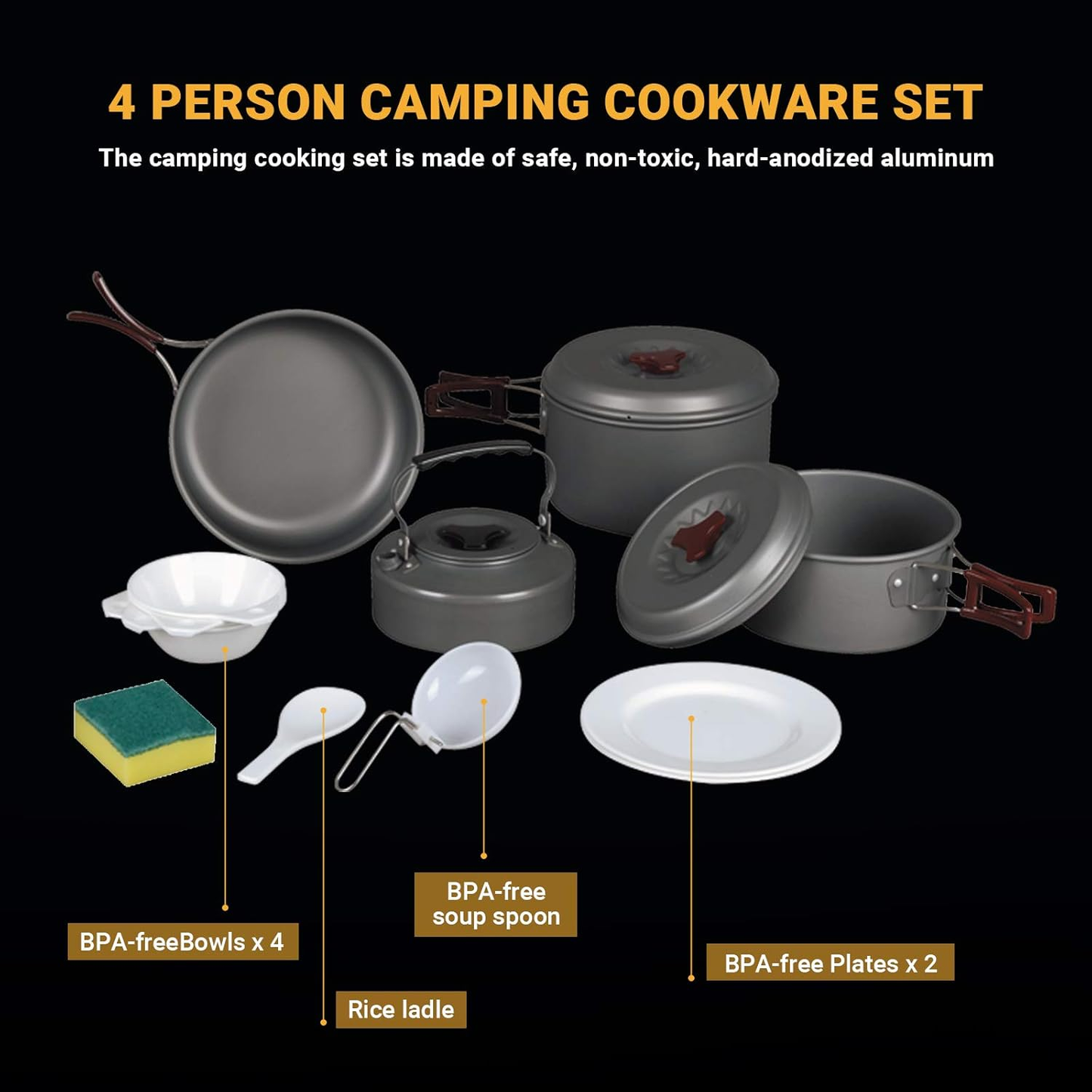 13 / 7 PCS Camping Cookware Pots and Pans, Backpacking Cooking Set Lightweight