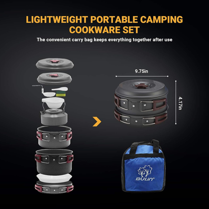 13 / 7 PCS Camping Cookware Pots and Pans, Backpacking Cooking Set Lightweight