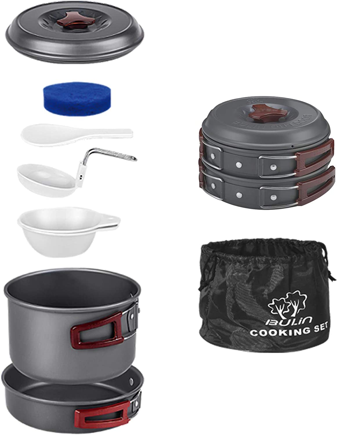 13 / 7 PCS Camping Cookware Pots and Pans, Backpacking Cooking Set Lightweight