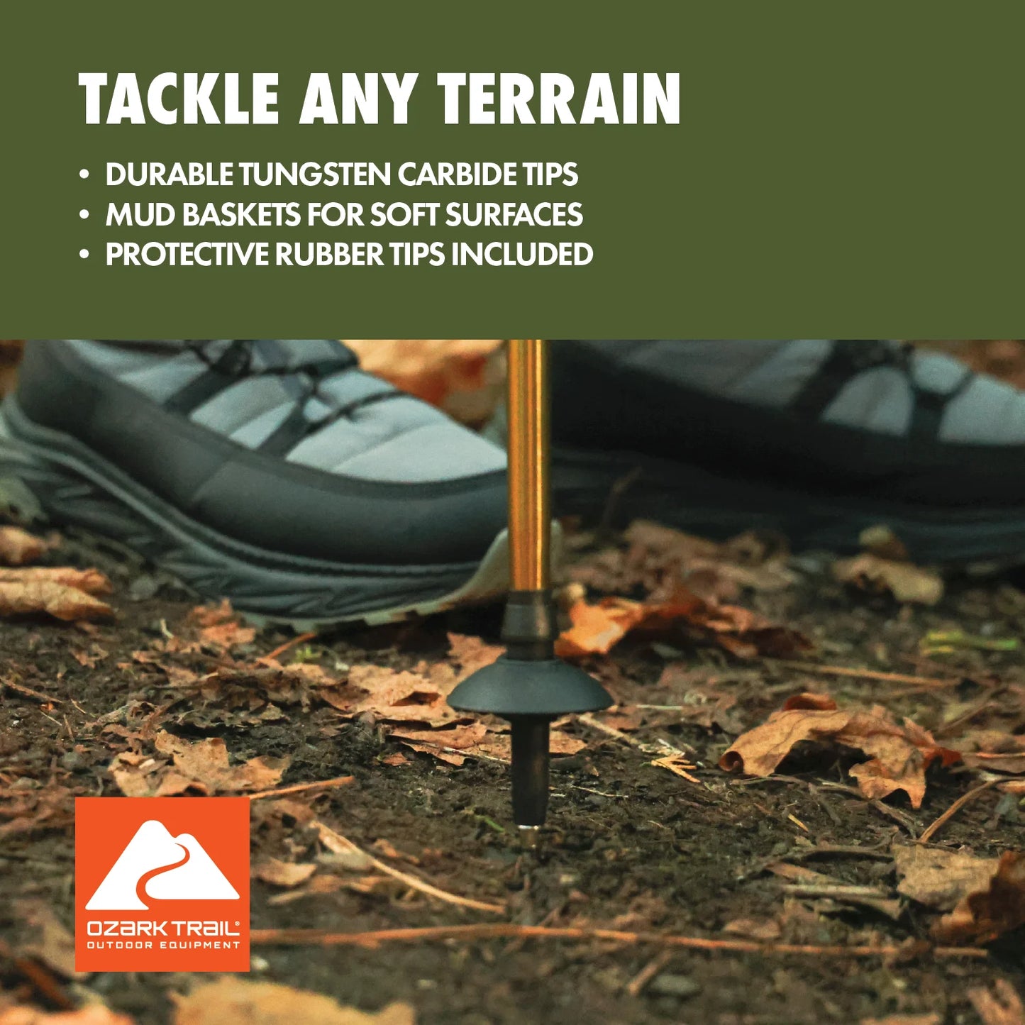 Brand Aluminum Adjustable Quick Lock Trekking Poles with Cork Grip, 2 Hiking Poles