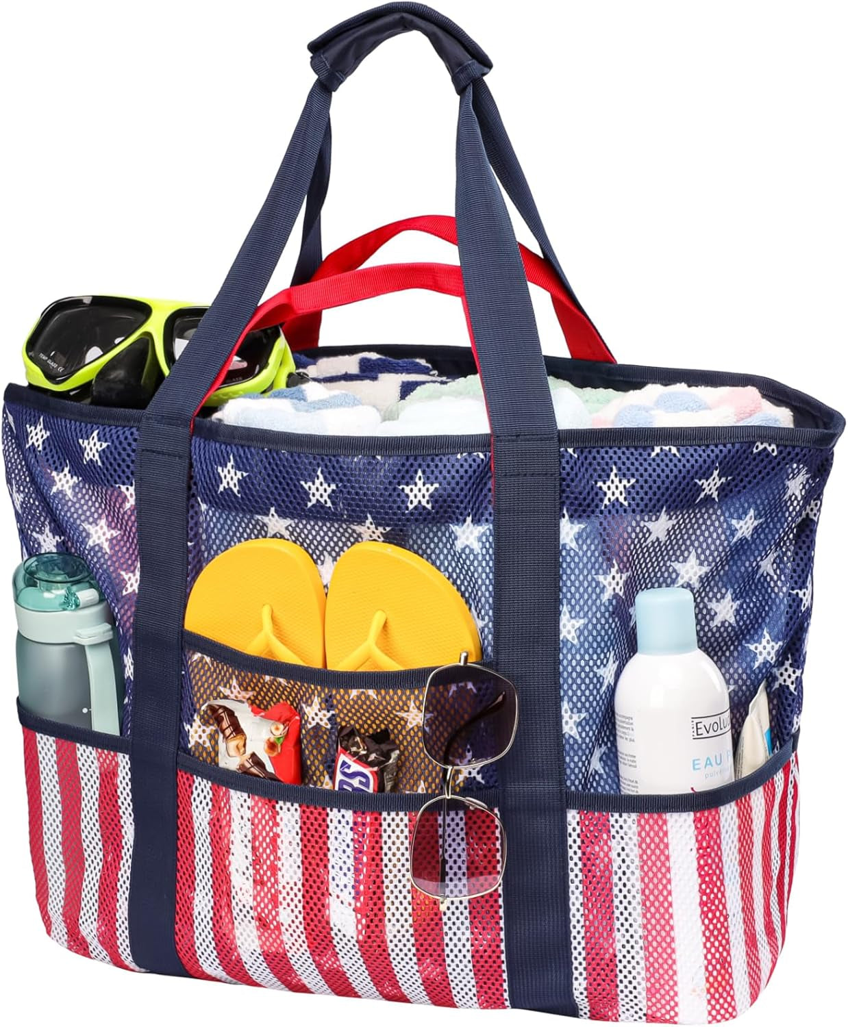 Mesh Beach Bag Family - Large Tote Bag for Cruise Pool Toys Beach Vacation Essentials