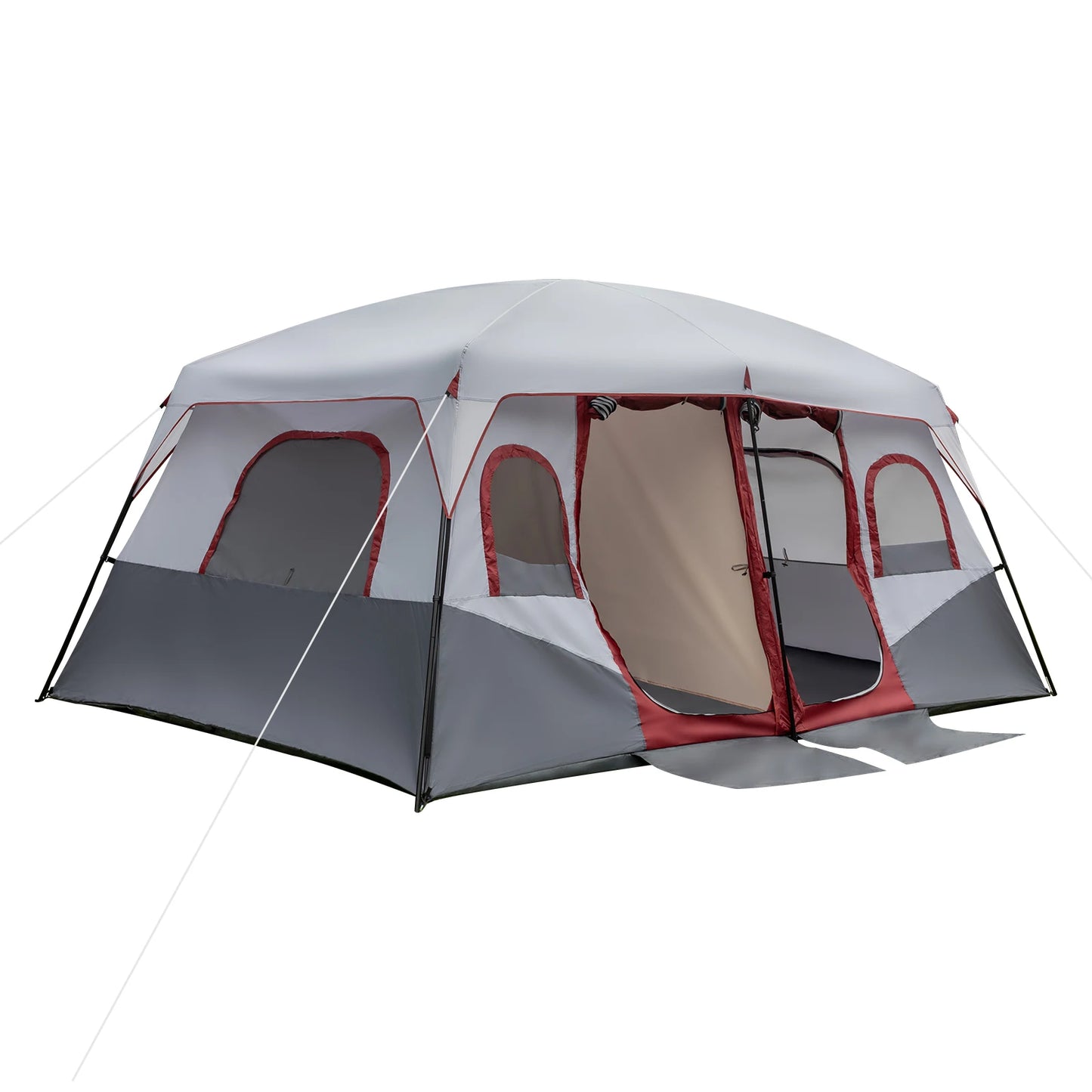 10 Person Family Cabin Tent, 2 Room with Storage Pockets for Camping Accessories