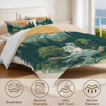 Rustic Mountain Falls Comforter Set - King, Queen, Full, & Twin Sizes Available