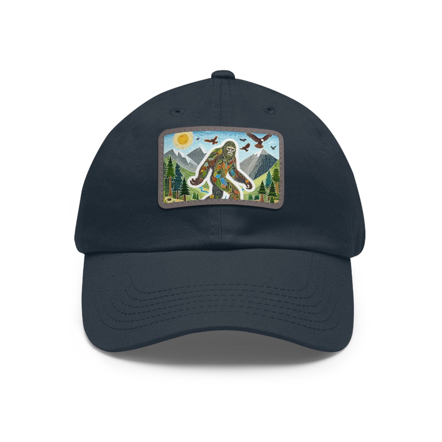 Bigfoot Leather Patch Hat — Rectangle Rustic Sasquatch Cap