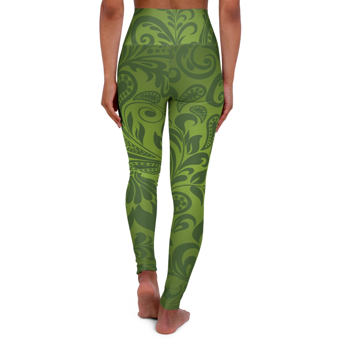 Paisley Green High Waisted Yoga Leggings