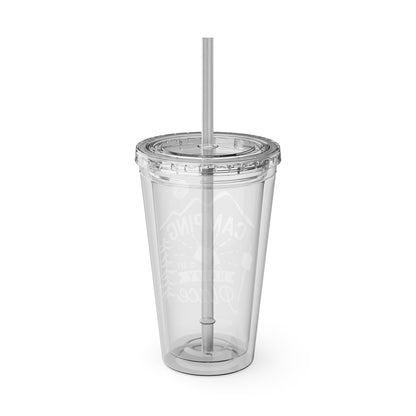 Camping is My Happy Place - Sunsplash Tumbler with Straw, 16oz