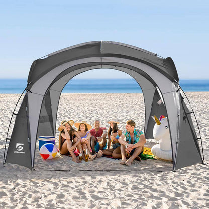 Gray Large Sun Shelter for 9-People to 12-People UPF50+ Portable Beach Sunshade Tent with Carry Bag