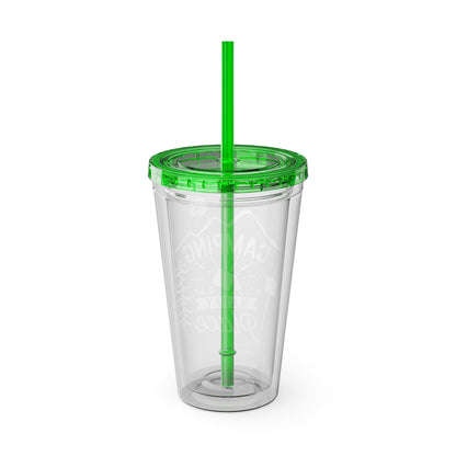 Camping is My Happy Place - Sunsplash Tumbler with Straw, 16oz