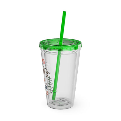 Camping is My Happy Place - Sunsplash Tumbler with Straw, 16oz