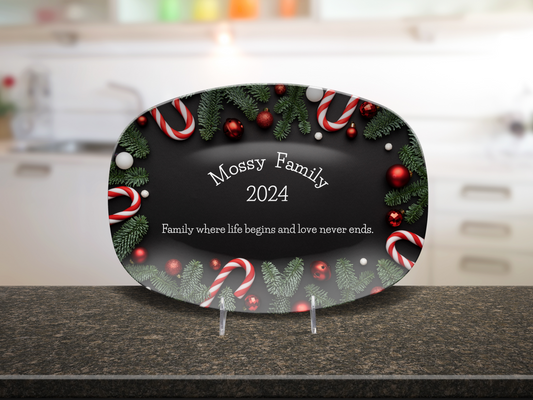 Family Personalized Candy Cane Platter