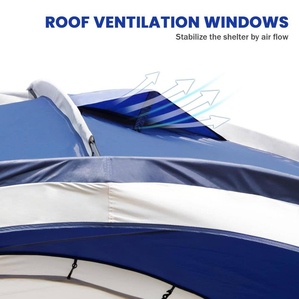 Blue Large Sun Shelter for 9-People to 12-People UPF50+ Portable Beach Sunshade Tent with Carry Bag