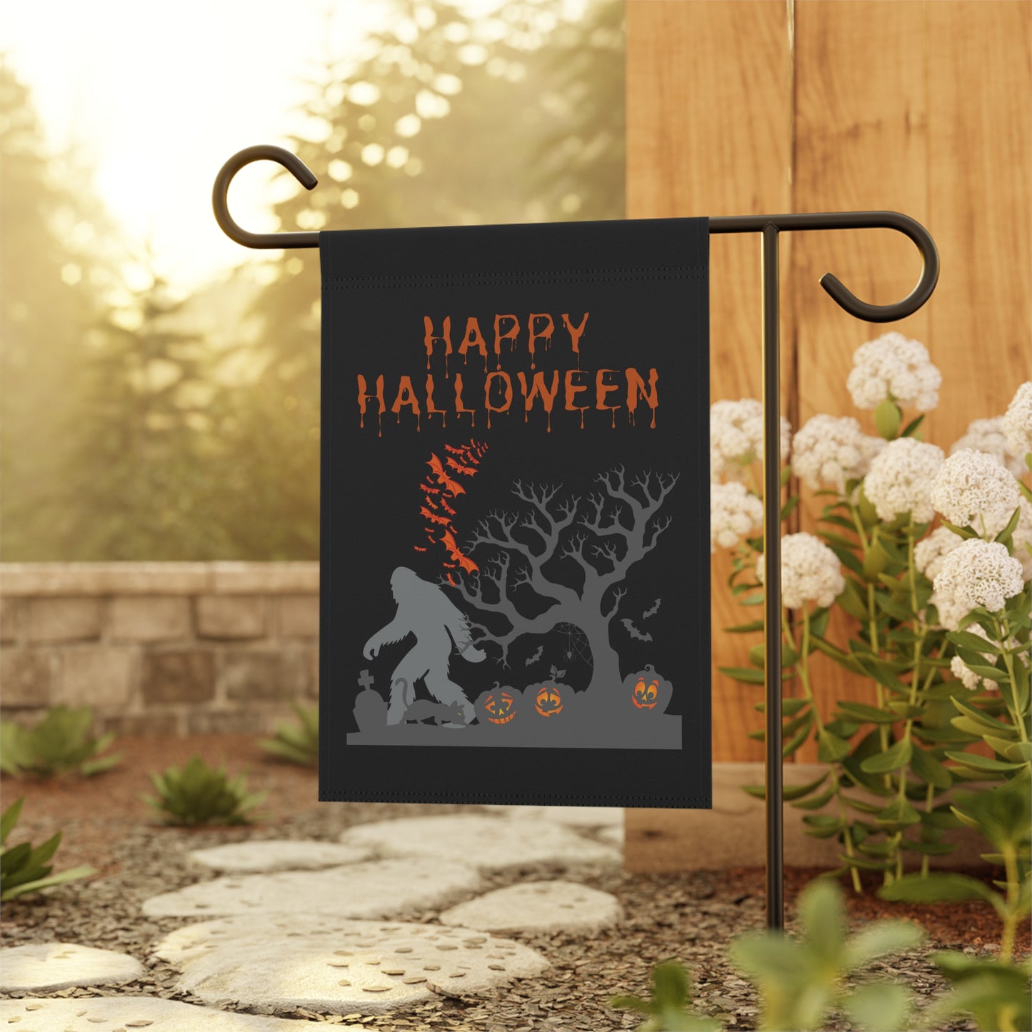 Happy Halloween Spooky Bigfoot - Garden & House Banner