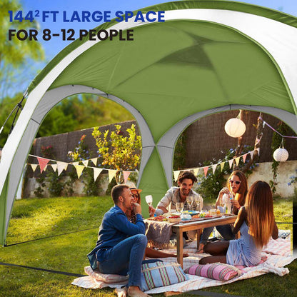 Green Large Sun Shelter for 9-People to 12-People UPF50+ Portable Beach Sunshade Tent with Carry Bag