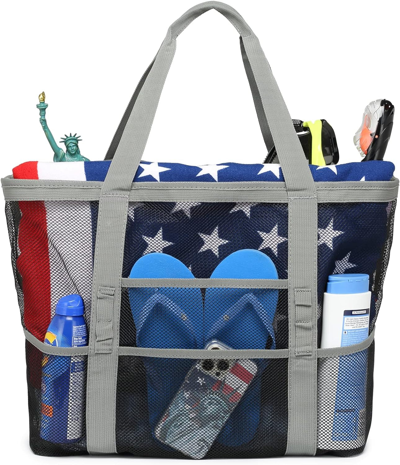 Mesh Beach Bag Family - Large Tote Bag for Cruise Pool Toys Beach Vacation Essentials