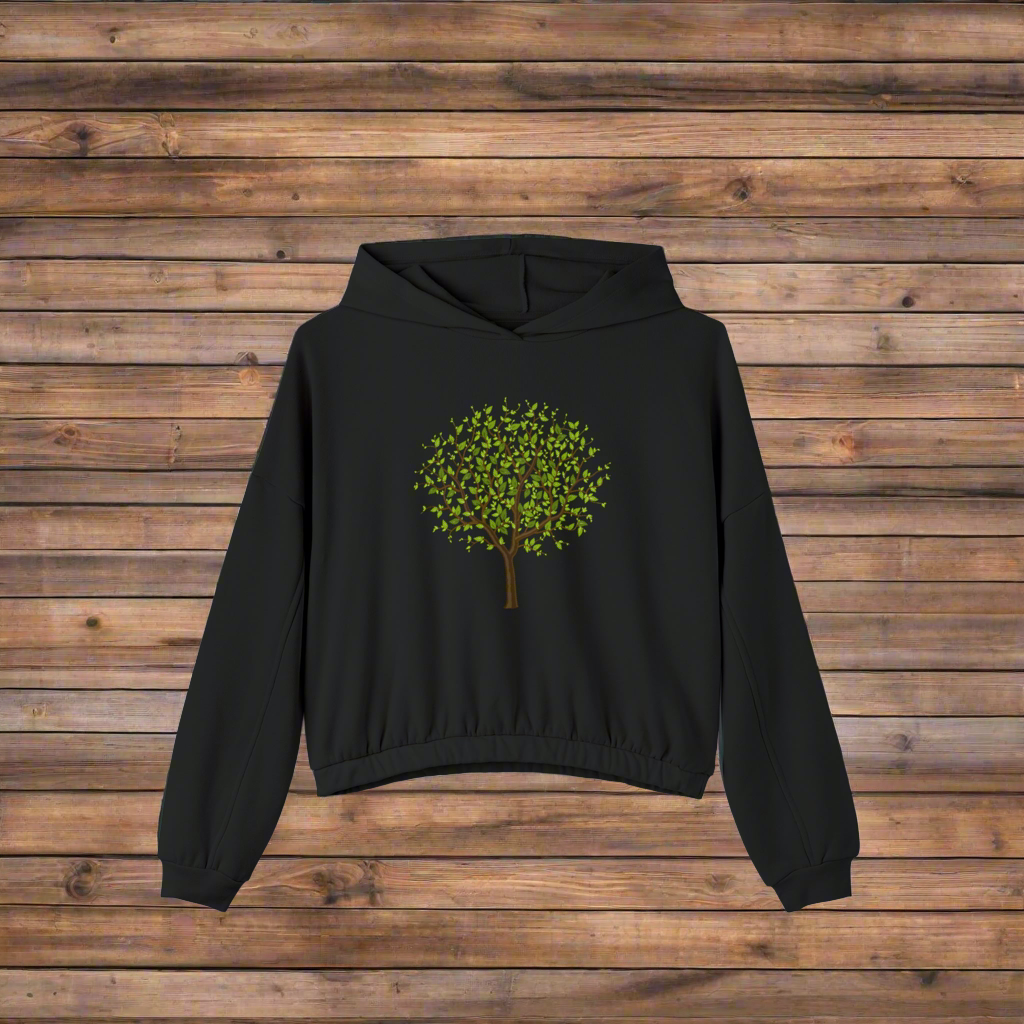 Leafy Green Tree - Women's Cinched Bottom Hoodie