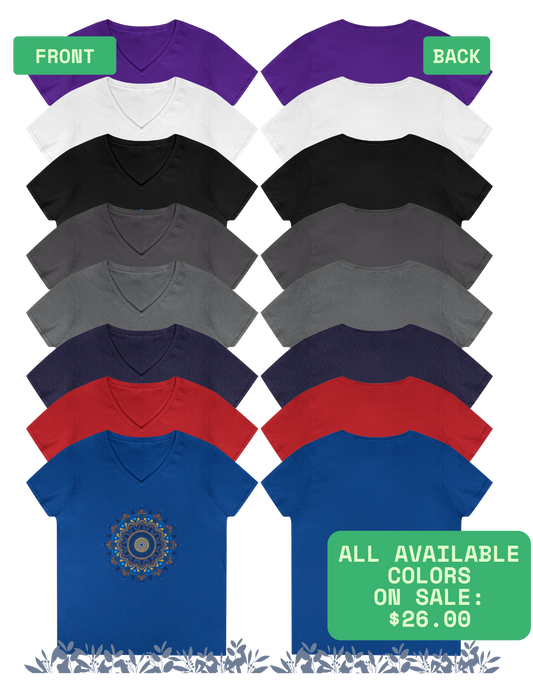 Mandela Blue V-Neck T-Shirt for Women