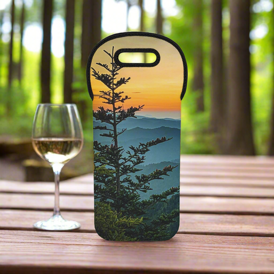 Sunrise Forest - Wine Tote Bag