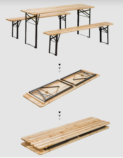 Outsunny 6 ft. (71") Portable Heavy Duty 3 Pieces Picnic Table and Bench Set