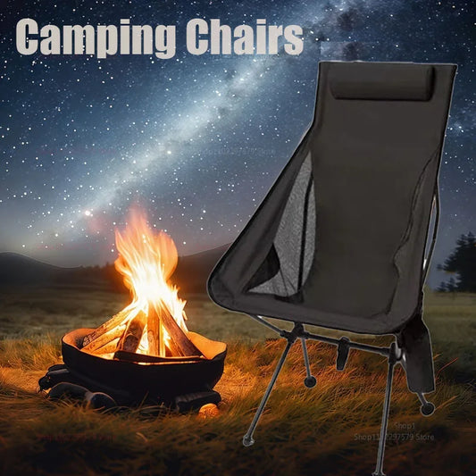 New Portable Outdoor Chair with Headrest and Side Storage Bag