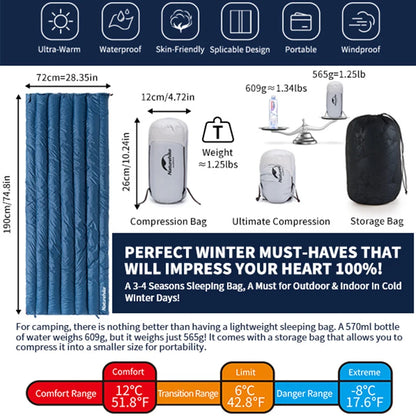 Naturehike CW295 Duck Down Sleeping Bag - Splicable Ultralight