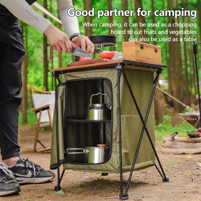 Folding Outdoor Cooking Cupboard Storage Organizer For Camping Kitchen