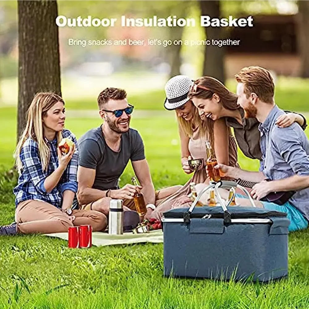 Picnic Insulated Picnic Basket Foldable Picnic Cooler Portable Storage