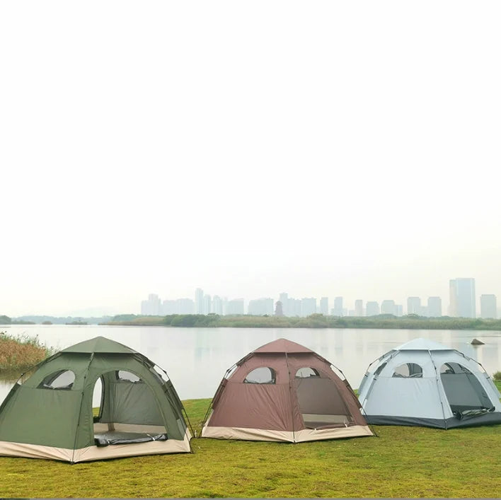 Outdoor Hexagonal Automatic Tent - Double-layer (3-4 People Camping)