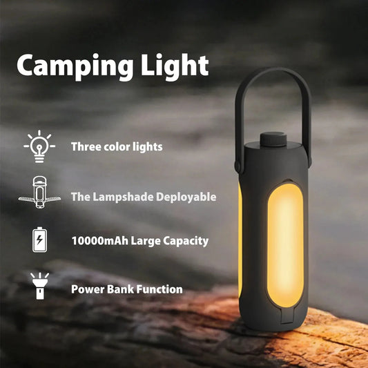Outdoor Camping Lantern LED Flashlight Rechargeable 10000mAh Foldable