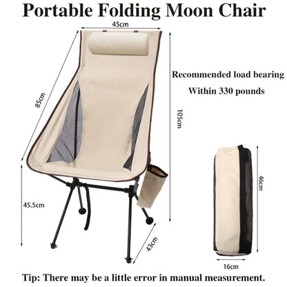 New Portable Outdoor Chair with Headrest and Side Storage Bag