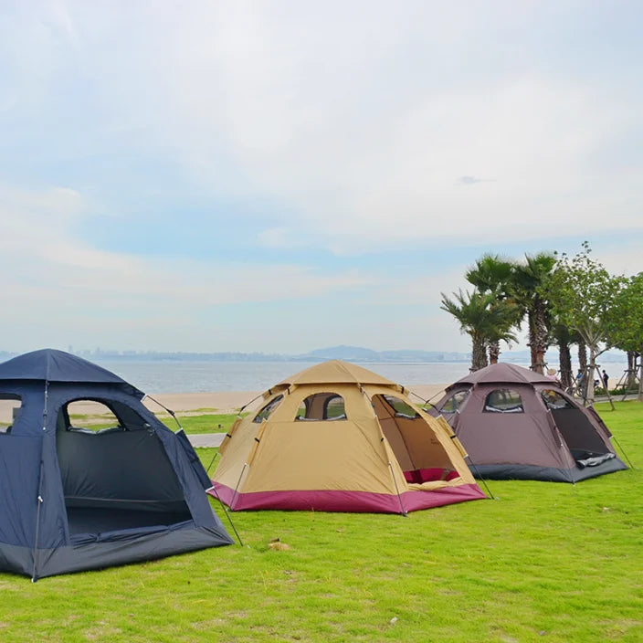 Outdoor Hexagonal Automatic Tent - Double-layer (3-4 People Camping)