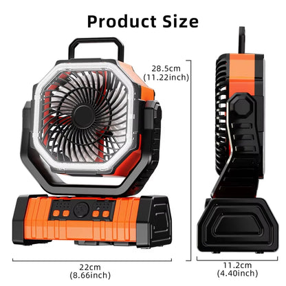 20000mAh Battery Operated Fan Portable Rechargeable Camping Fan / Desk Fan
