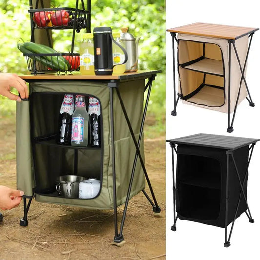 Folding Outdoor Cooking Cupboard Storage Organizer For Camping Kitchen