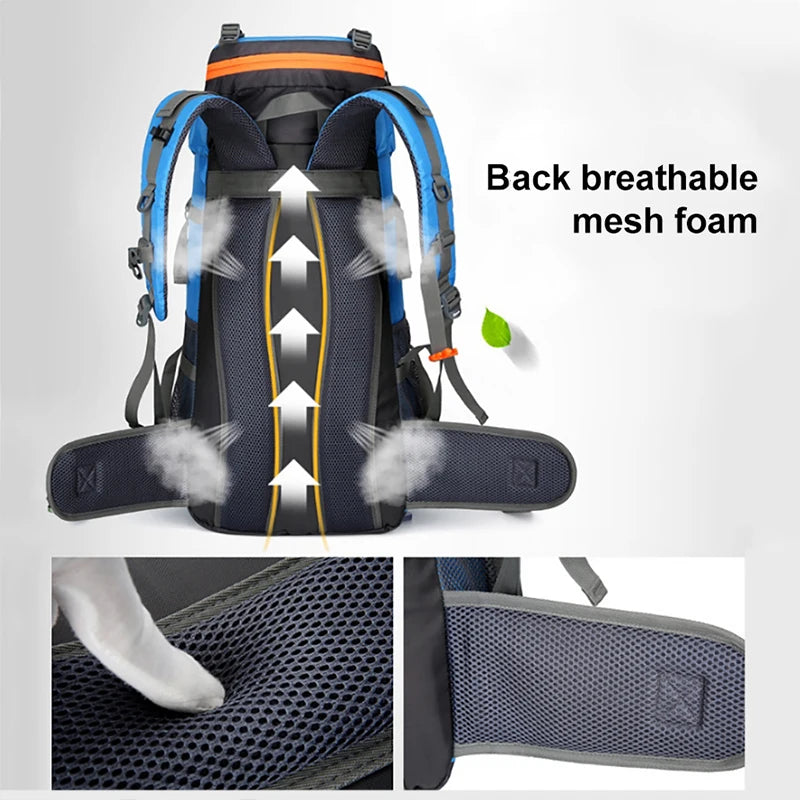 70L Camping Backpack Men's Travel Bag Climbing Rucksack Large Hiking
