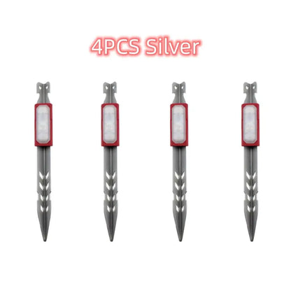 6/4/1 Pcs Tent Pegs With LED Lights Canopy Tent Stakes Nail Ground