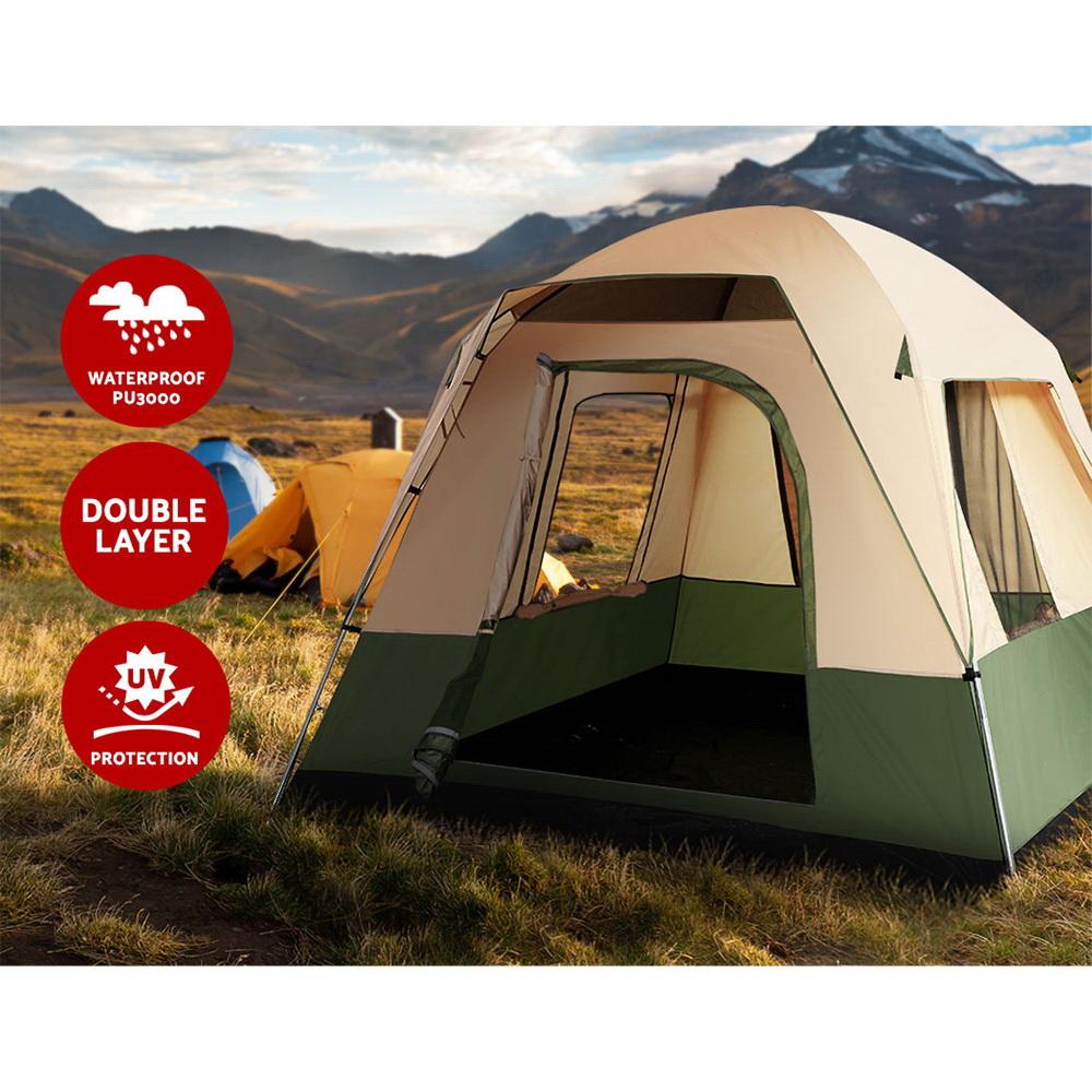 Weisshorn Family Camping Tent, Hiking, Beach Tents, Color: Green/ Beige (4 Person)